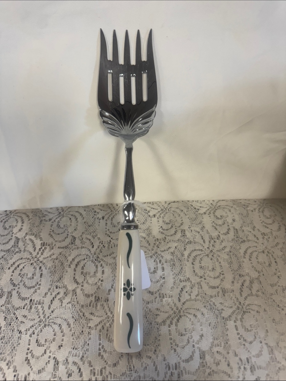 Longaberger Green Tradtitional Ceramic-Handled Serving Fork